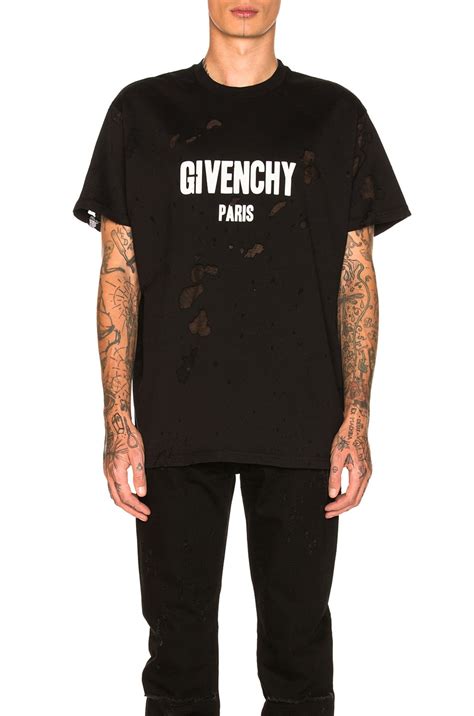 Givenchy: Black Distressed Logo T